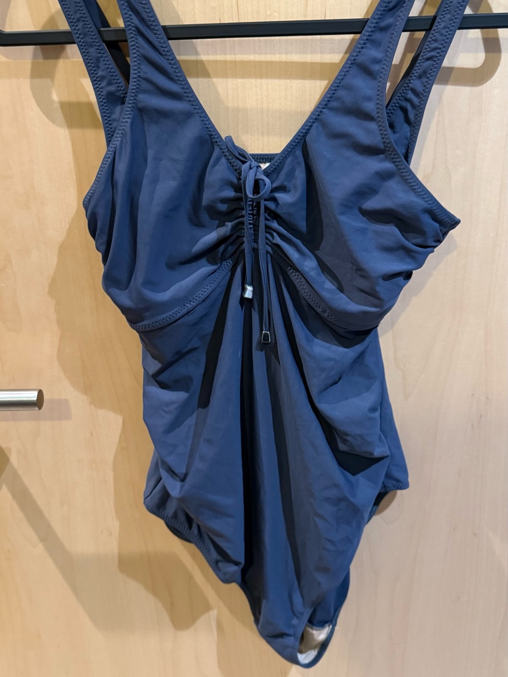 Amoralia Navy Blue One-Piece Swimsuit with Front Tie